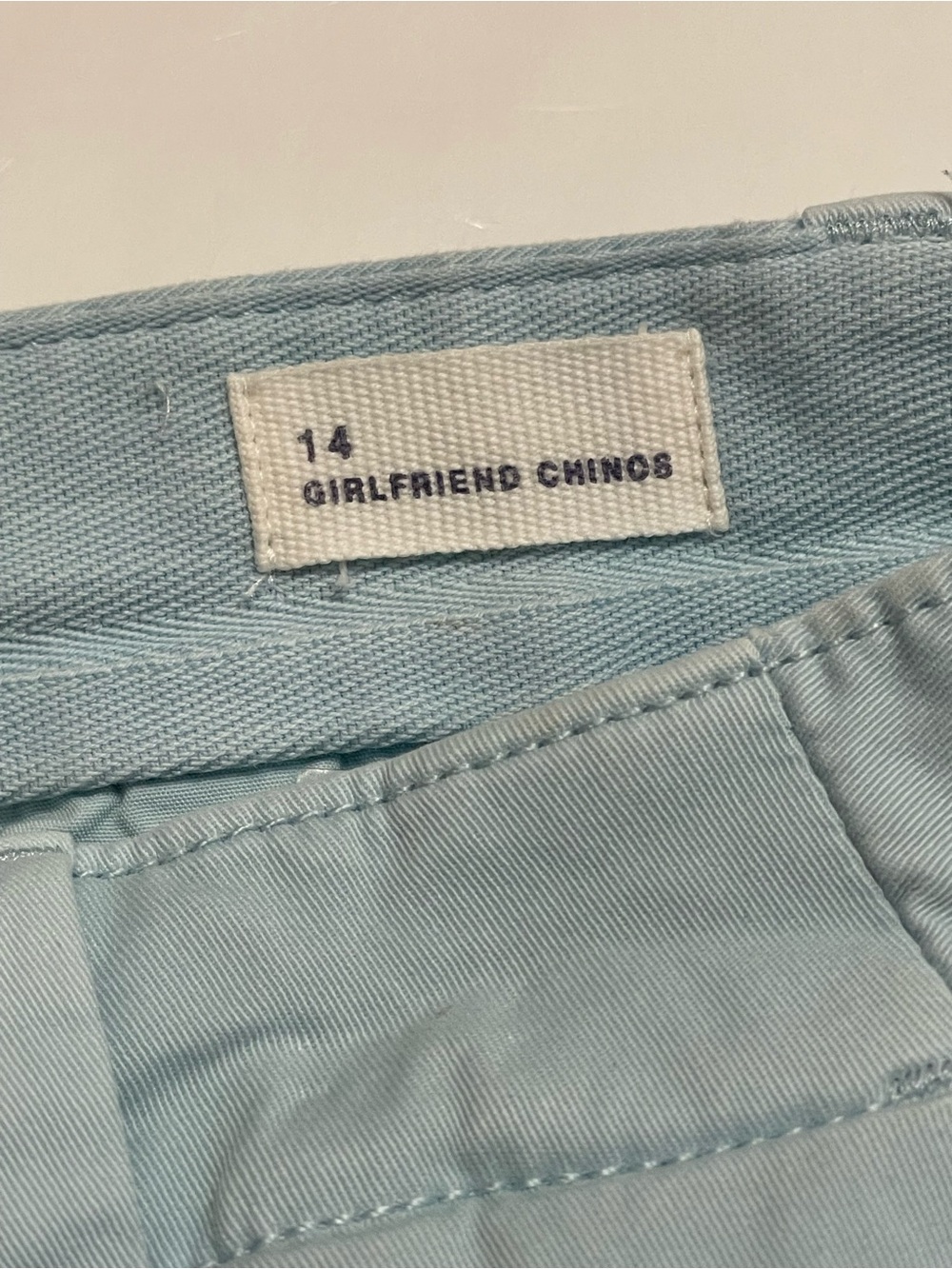 GAP Light Blue Girlfriend Chino Pants - Size 14 - Picture 10 of 13